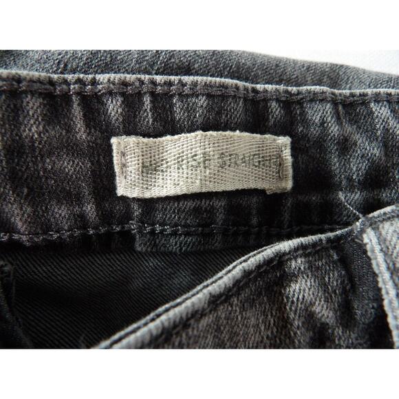 Logo Lori Goldstein 24W Cropped Jeans Mid Rise Straight Acid Wash Black Raw Hem - Picture 5 of 14